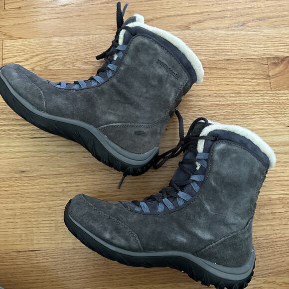 PATAGONIA Women's Size 6.5 Lugano Winter Boots Grey Waterproof Fur Trim -280 - Picture 8 of 13